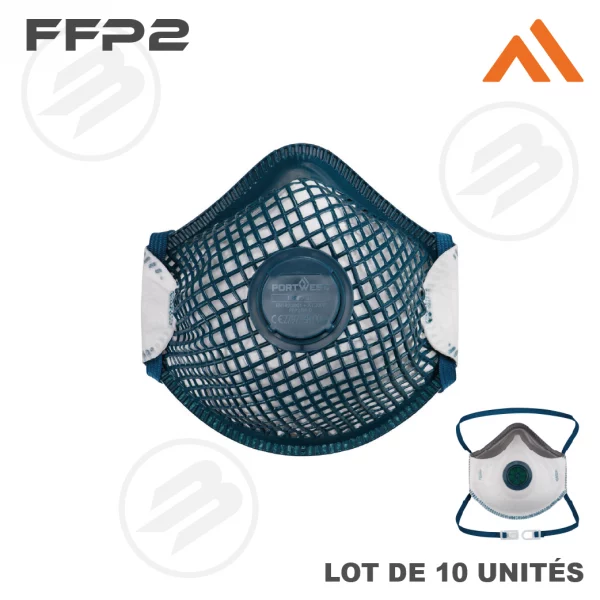 Masque respiratoire FFP2 à valve ERGONET PORTWEST (10)