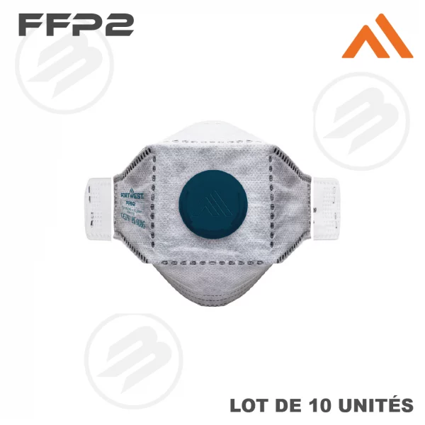 Masque FFP2 3 plis fibre de carbone, avec valve PORTWEST (10)