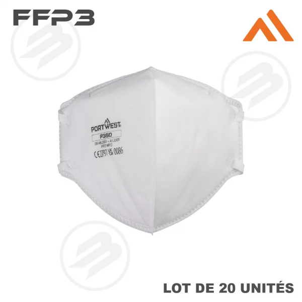 Masque pliable à plat dolomite FFP3 PORTWEST (20)